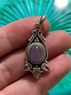 Vintage Sterling Silver 925 Natural Lavender Amethyst Pendant